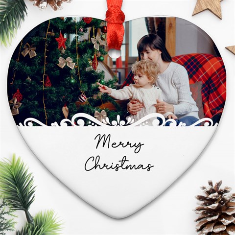 Personalized White Decorate Photo Name Heart Ornament (two Sides) By Katy Front