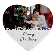 Personalized White Decorate Photo Name Heart Ornament (Two Sides)