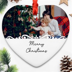 Personalized White Decorate Photo Name Heart Ornament (Two Sides)