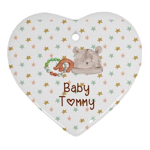 Personalized Baby Toy Photo Name Heart Ornament (two Sides) By Katy Back