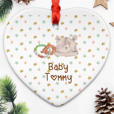 Personalized Baby Toy Photo Name Heart Ornament (two Sides) By Katy Back