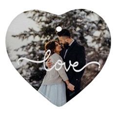 Personalized Love Line Photo Name Heart Ornament (Two Sides)