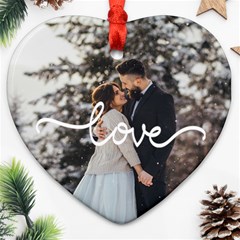 Personalized Love Line Photo Name Heart Ornament (Two Sides)