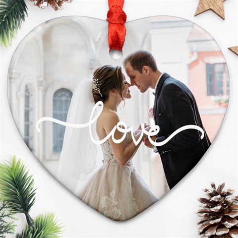 Personalized Love Line Photo Name Heart Ornament (two Sides) By Katy Back