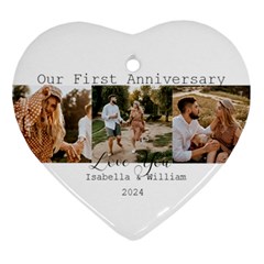 Personalized 3 pics Photo Name Heart Ornament (Two Sides)