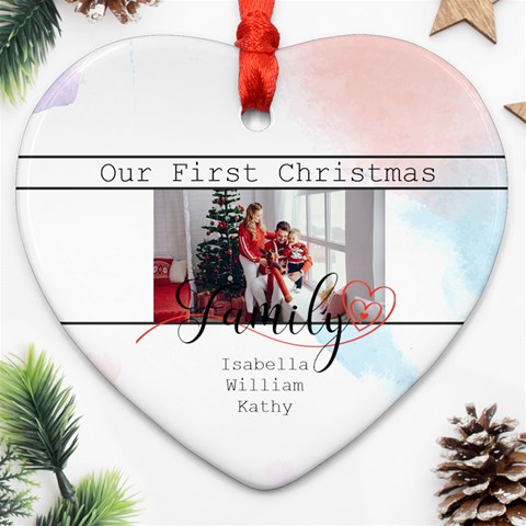 Personalized Heart Line Photo Name Heart Ornament (two Sides) By Katy Back