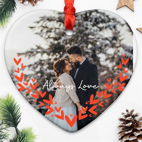 Personalized Heart Decorate Photo Name Heart Ornament (two Sides) By Katy Front