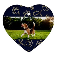 Personalized Pet Foot Photo Name Heart Ornament (Two Sides)