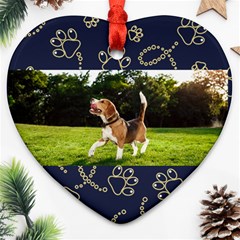 Personalized Pet Foot Photo Name Heart Ornament (Two Sides)