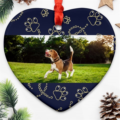 Personalized Pet Foot Photo Name Heart Ornament (two Sides) By Katy Back
