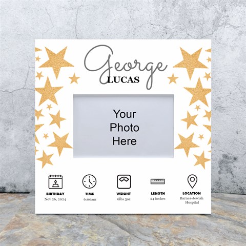 Personalized New Born Baby Star In White Box Photo Frame By Joe Front