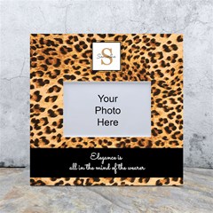 Personalized Animal Skin Initial Name Any Text Box Photo Frame - White Box Photo Frame 4  x 6 