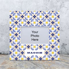 Personalized Traditional Tiles Pattern Any Text Name Box Photo Frame - White Box Photo Frame 4  x 6 