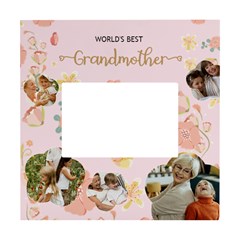 Personalized 5 Photo Floral Worlds Best Grandmother Any Text Box Photo Frame - White Box Photo Frame 4  x 6 
