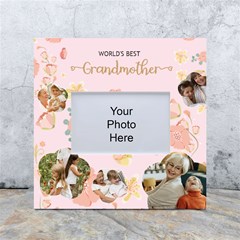 Personalized 5 Photo Floral Worlds Best Grandmother Any Text Box Photo Frame - White Box Photo Frame 4  x 6 