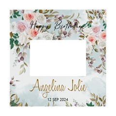 Personalized Photo Floral Baby Birthday Name Any Text Box Photo Frame - White Box Photo Frame 4  x 6 