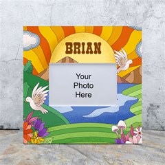 Personalized sychedelic Pet Photo Name Box Photo Frame - White Box Photo Frame 4  x 6 