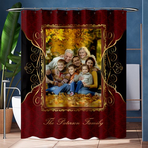 Personalized Elegant Photo Frame Family Name Any Text Shower Curtain By Joe 60 x72  Curtain