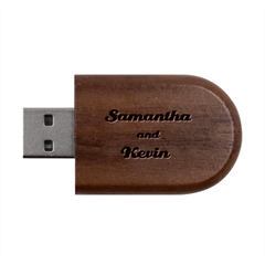 Personalized Heart Name Wood Oval USB Flash Drive