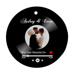 Personalized Vinyl Records Love Song Photo Couple Lover Name Round Ornament - Round Ornament (Two Sides)