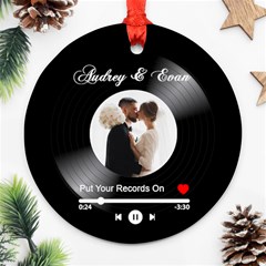 Personalized Vinyl Records Love Song Photo Couple Lover Name Round Ornament - Round Ornament (Two Sides)