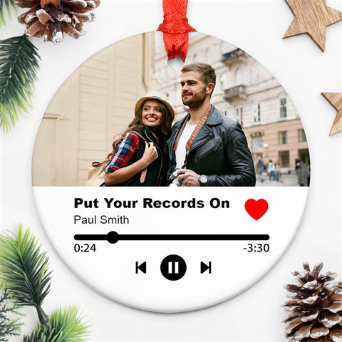 Personalized Love Song Photo Couple Lover Name Round Ornament By Joe Front