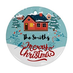 Personalized Christmas Family Name Any Text Photo Round Ornament - Round Ornament (Two Sides)