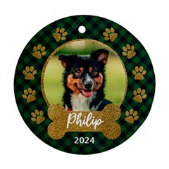 Personalized Christmas Pet Name Any Text Photo Round Ornament - Round Ornament (Two Sides)