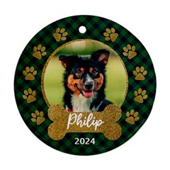 Personalized Christmas Pet Name Any Text Photo Round Ornament - Round Ornament (Two Sides)