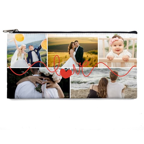 Personalized Love Line Collage Photo Pencil Case By Katy Front