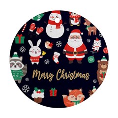 Personalized Christmas illustration Name Any Text Photo Round Ornament - Round Ornament (Two Sides)