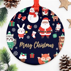 Personalized Christmas illustration Name Any Text Photo Round Ornament - Round Ornament (Two Sides)