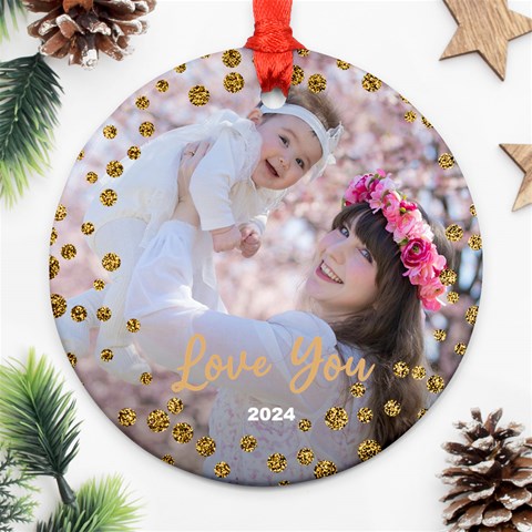 Personalized Christmas Illustration Name Any Text Photo Round Ornament By Joe Back