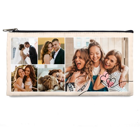 Personalized Heart Collage Photo Pencil Case By Katy Front