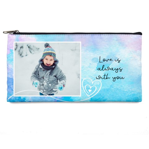 Personalized Heart Line Photo Pencil Case By Katy Front