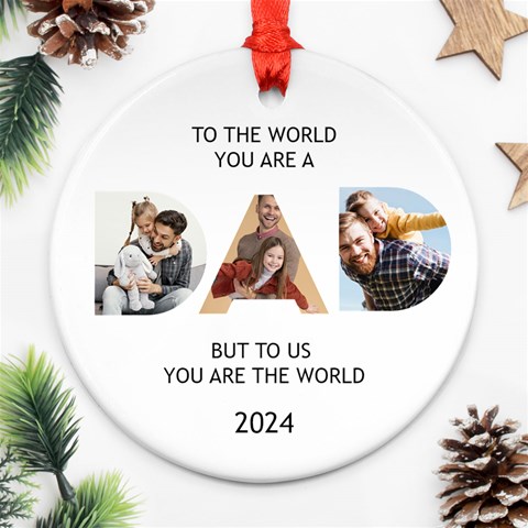 Personalized Dad Happy Fathers Day Photo Name Any Text Round Ornament By Joe Back