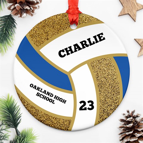 Personalized Volleyball School Number Name Any Text Photo Round Ornament By Joe Front