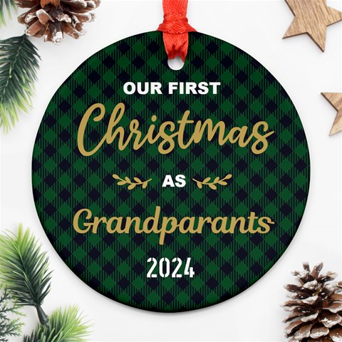 Personalized Our First Christmas Name Any Text Photo Round Ornament By Joe Front