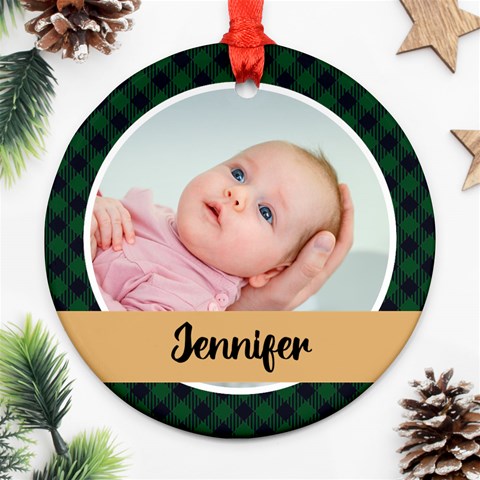 Personalized Our First Christmas Name Any Text Photo Round Ornament By Joe Back
