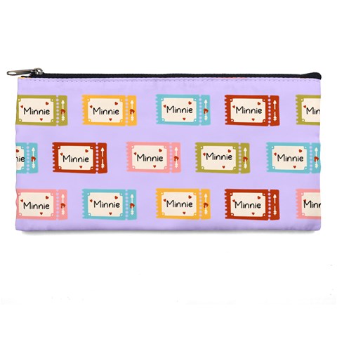 Personalized Tickers Pattern Name Pencil Case By Katy Front