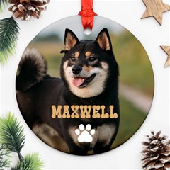 Personalized Christmas Pet Name Any Text Photo Round Ornament