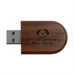 Personalized Pet Name Wood Oval USB Flash Drive Personalized Pet Name Wood Oval USB Flash Drive