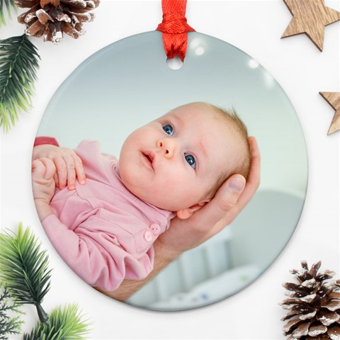 Personalized New Born Baby First Christmas Name Any Text Photo Round Ornament By Joe Back