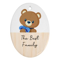 Personalized Bear Wood Photo Any Text Oval Ornament (Two Sides)
