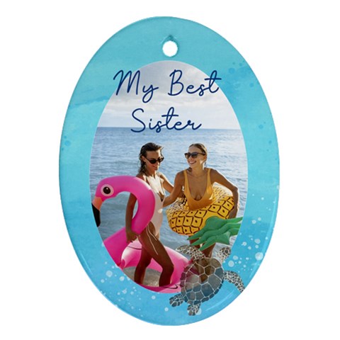 Personalized Sea Photo Any Text Oval Ornament (two Sides) By Katy Back
