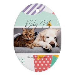 Personalized Colorful Photo Any Text Oval Ornament (Two Sides)