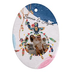 Personalized Plumage Photo Any Text Oval Ornament (Two Sides)