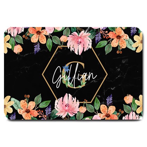 Personalized Flower Marble Initial Name Doormat By Joe 30 x20  Door Mat