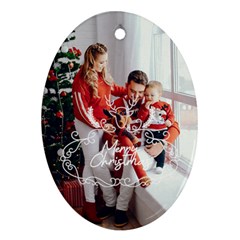 Personalized Deer Frame Photo Any Text Oval Ornament (Two Sides)