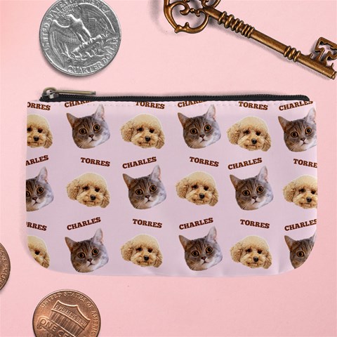 Personalized Pet Head Name Large Coin Purse By Joe Front